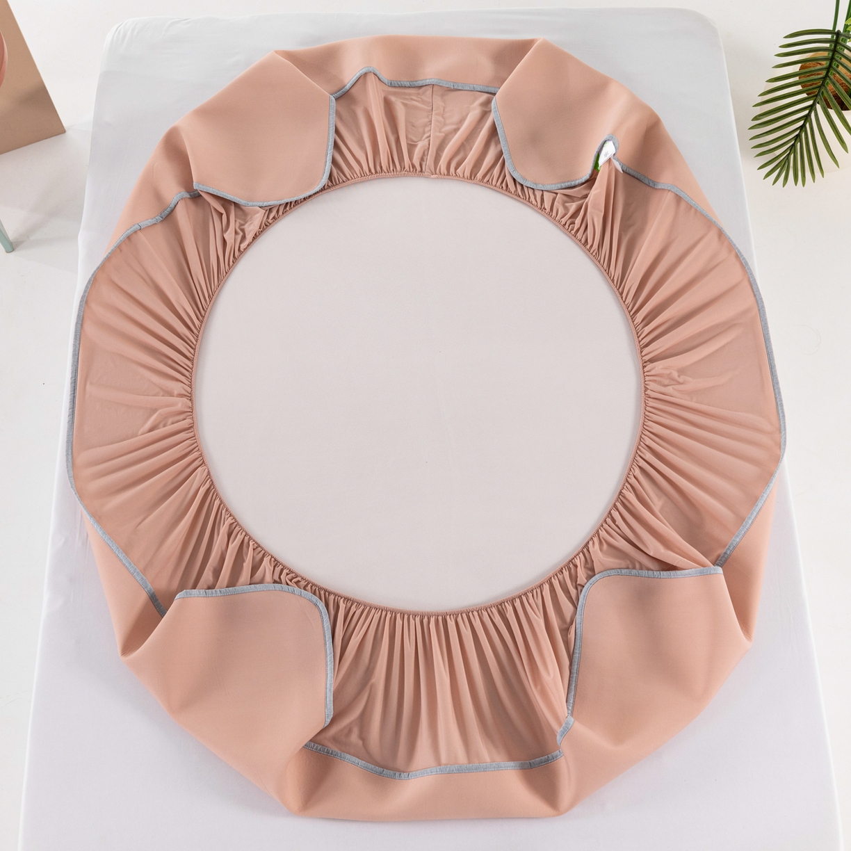 91家纺网 家纺一手货源 找家纺 凌云家纺 2026新款A类100%锦纶凉感凉席床笠款 镜面席床笠-裸粉