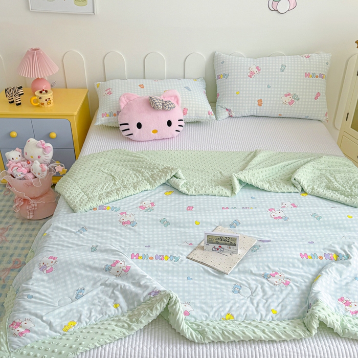 91家纺网 家纺一手货源 找家纺 花满路 2026新款儿童有氨凉感丝夏被夏凉被空调被 小格kitty