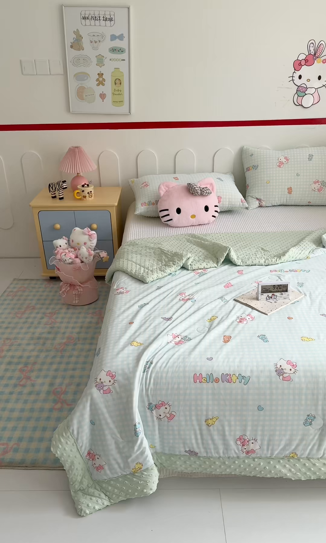 91家纺网 家纺一手货源 找家纺 花满路 2026新款儿童有氨凉感丝夏被夏凉被空调被 小格kitty