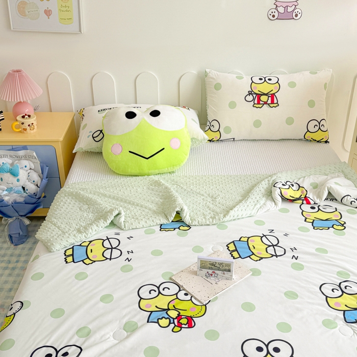 91家纺网 家纺一手货源 找家纺 花满路 2026新款儿童有氨凉感丝夏被夏凉被空调被 圆圆大眼蛙
