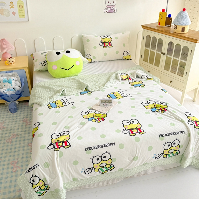 91家纺网 家纺一手货源 找家纺 花满路 2026新款儿童有氨凉感丝夏被夏凉被空调被 圆圆大眼蛙