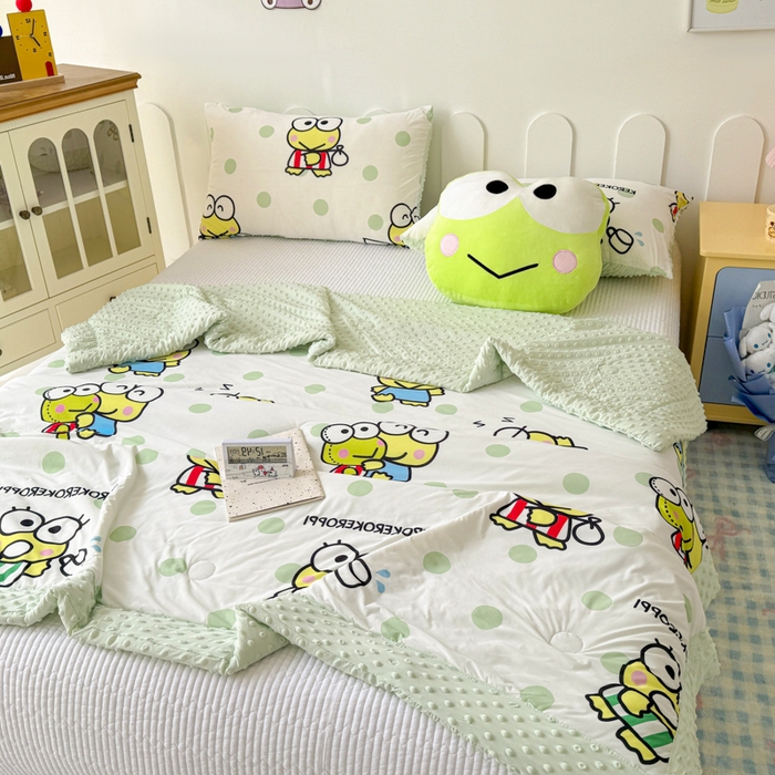 91家纺网 家纺一手货源 找家纺 花满路 2026新款儿童有氨凉感丝夏被夏凉被空调被 圆圆大眼蛙