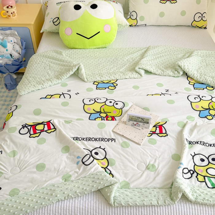 91家纺网 家纺一手货源 找家纺 花满路 2026新款儿童有氨凉感丝夏被夏凉被空调被 圆圆大眼蛙