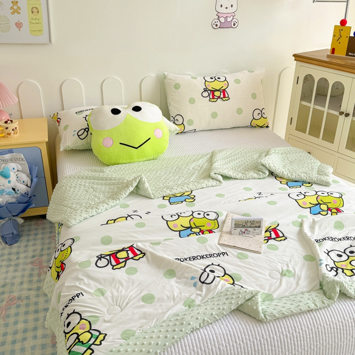 91家纺网 家纺一手货源 找家纺 花满路 2026新款儿童有氨凉感丝夏被夏凉被空调被 圆圆大眼蛙