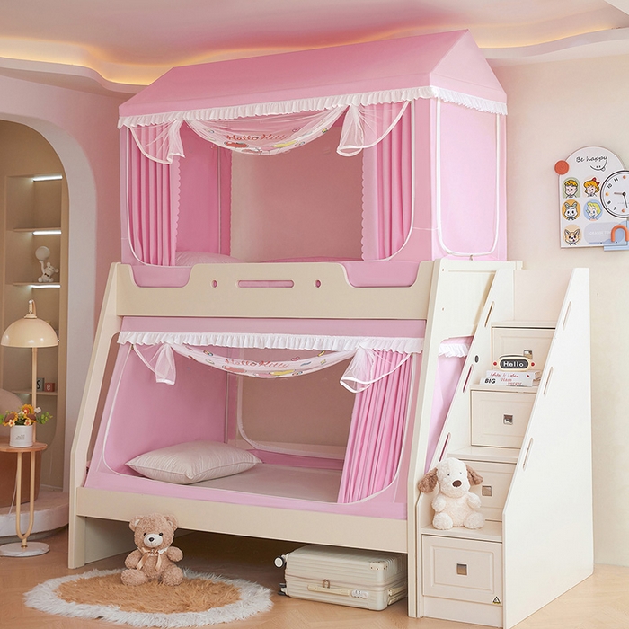 91家纺网 家纺一手货源 找家纺 安金蚊帐 2026新款子母印花房顶蚊帐 铁艺宽高伸缩支架 KT猫