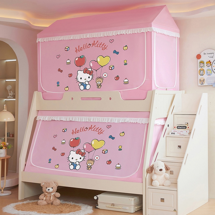 91家纺网 家纺一手货源 找家纺 安金蚊帐 2026新款子母印花房顶蚊帐 铁艺宽高伸缩支架 KT猫