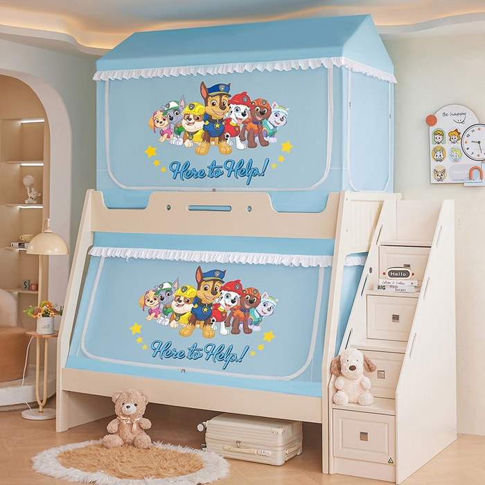 91家纺网 家纺一手货源 找家纺 安金蚊帐 2026新款子母印花房顶蚊帐 铁艺宽高伸缩支架 汪汪队