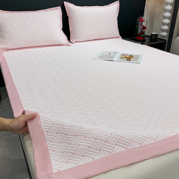 91家纺网 家纺一手货源 找家纺 （总）源舍家纺 2026新款爆款饼干花韩国豆豆A类凉席可机洗床笠款