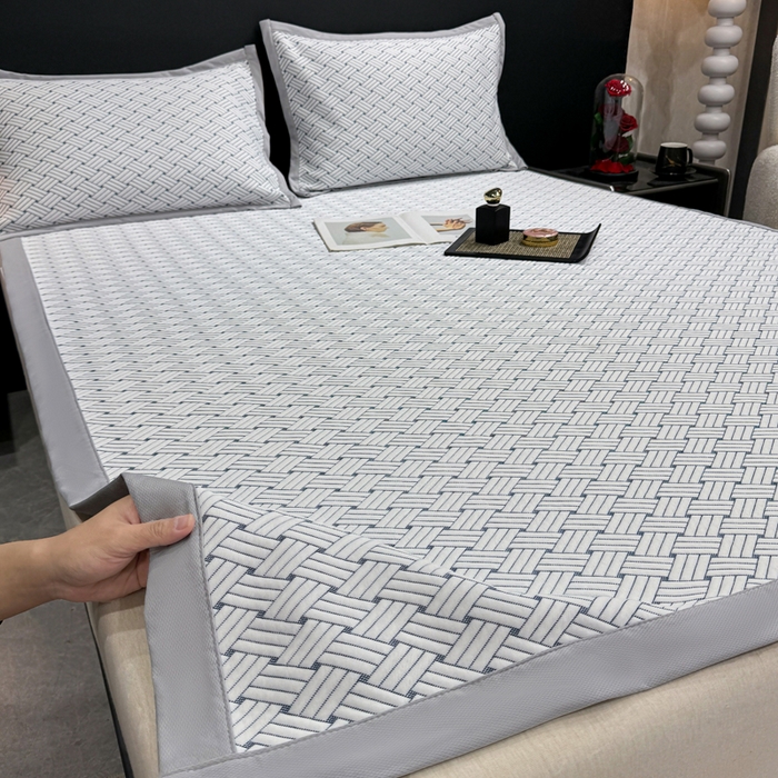 91家纺网 家纺一手货源 找家纺 （总）源舍家纺 2026新款爆款饼干花韩国豆豆A类凉席可机洗床笠款