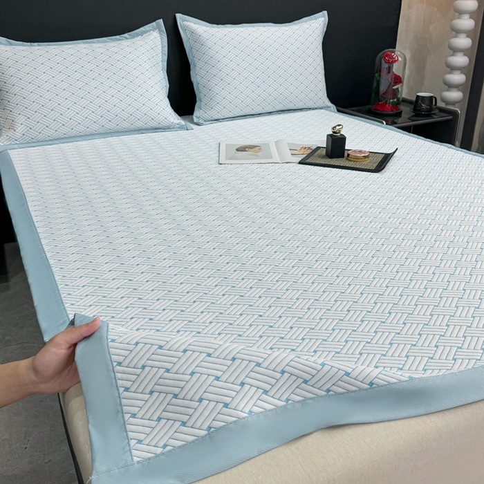 91家纺网 家纺一手货源 找家纺 （总）源舍家纺 2026新款爆款饼干花韩国豆豆A类凉席可机洗床笠款