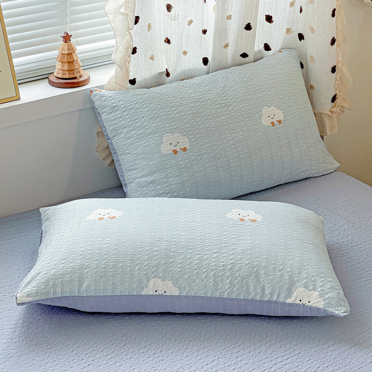 91家纺网 家纺一手货源 找家纺 一比一家纺 2026新款泡芙纱简款夏被四件套 云朵泡芙