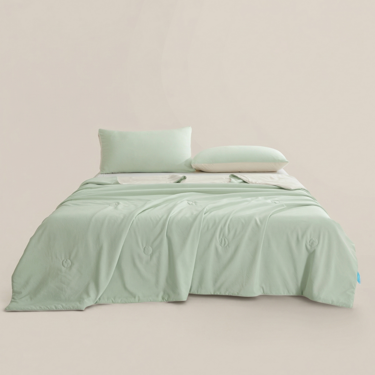 91家纺网 家纺一手货源 找家纺 景眠 2026新款华夫格凉感夏被 华夫格-青果绿