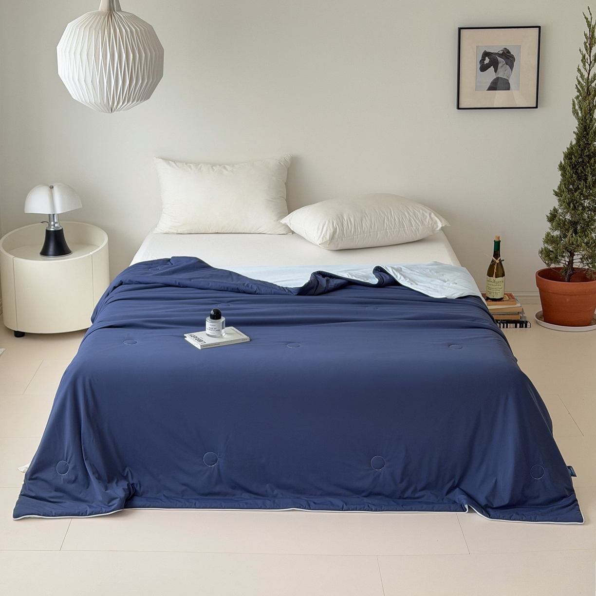 91家纺网 家纺一手货源 找家纺 朵希曼 2026新款锦氨纯色凉感夏被夏凉被空调被 藏蓝-冰川兰