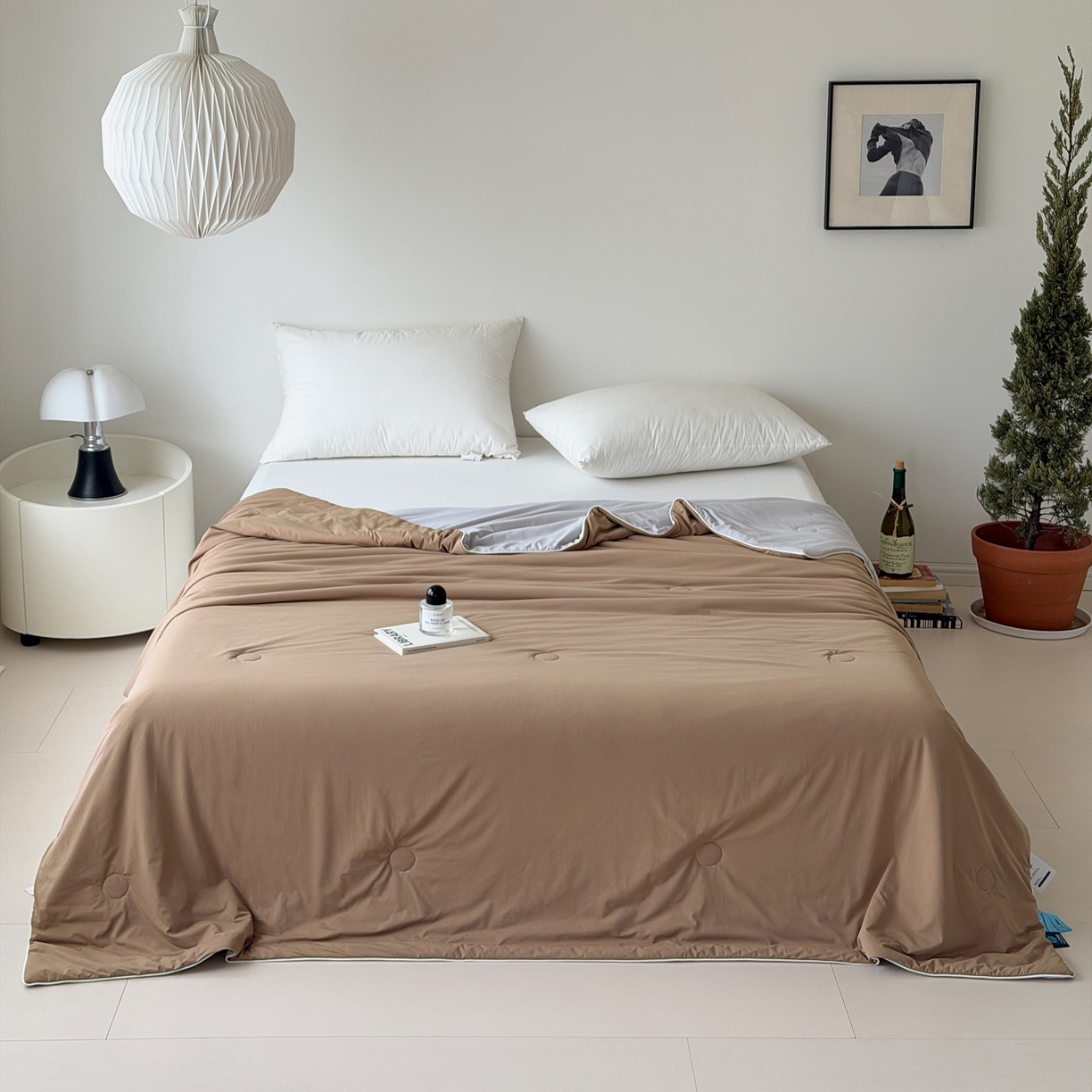 91家纺网 家纺一手货源 找家纺 朵希曼 2026新款锦氨纯色凉感夏被夏凉被空调被 奈斯咖-胚芽灰