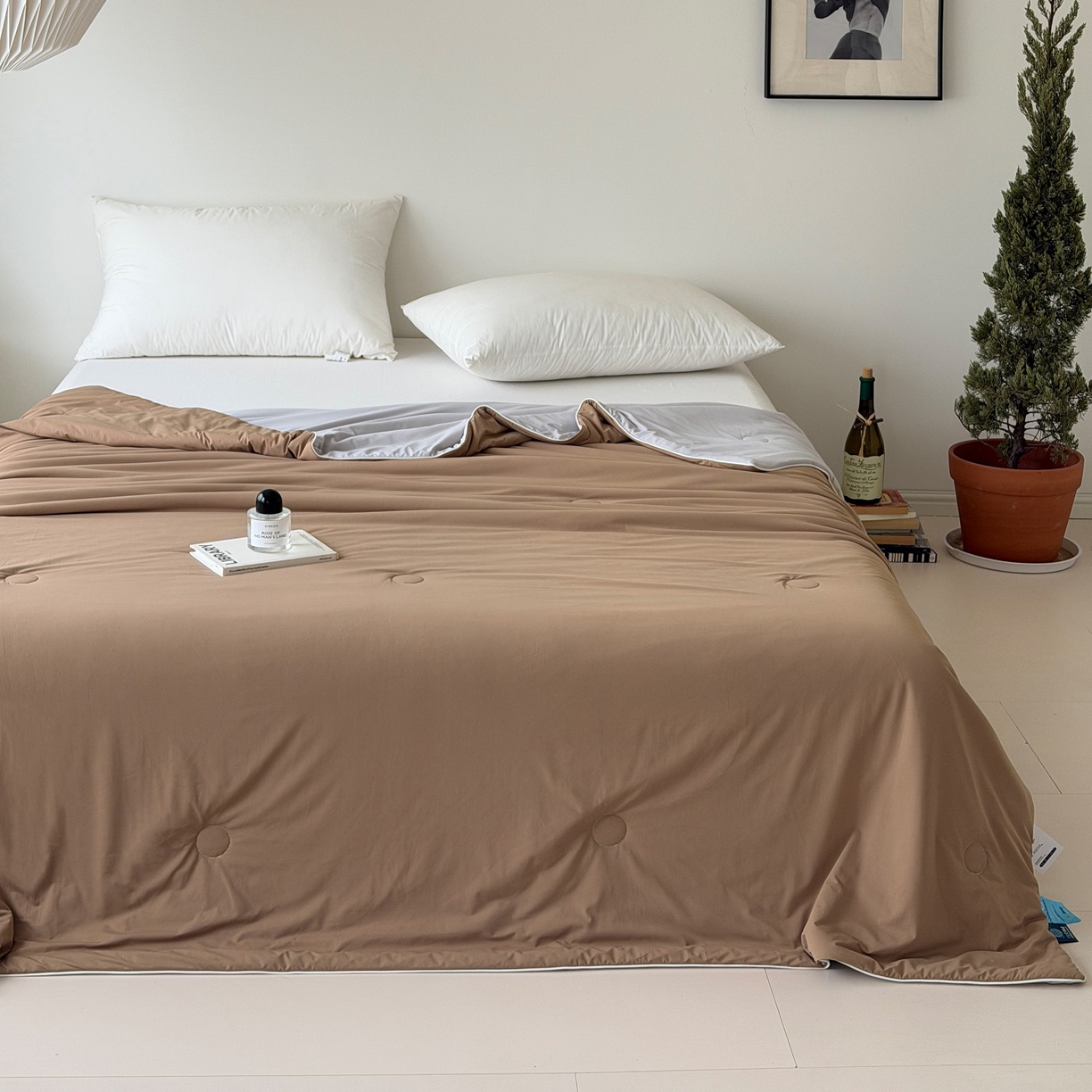 91家纺网 家纺一手货源 找家纺 朵希曼 2026新款锦氨纯色凉感夏被夏凉被空调被 奈斯咖-胚芽灰