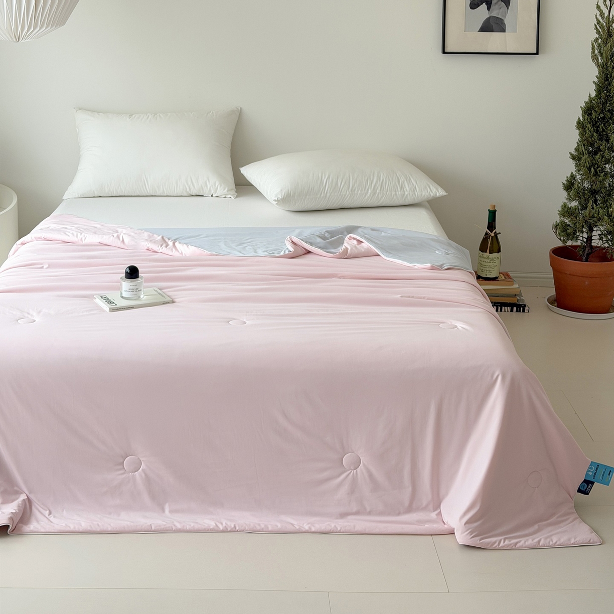 91家纺网 家纺一手货源 找家纺 朵希曼 2026新款锦氨纯色凉感夏被夏凉被空调被 燕麦粉-月灰