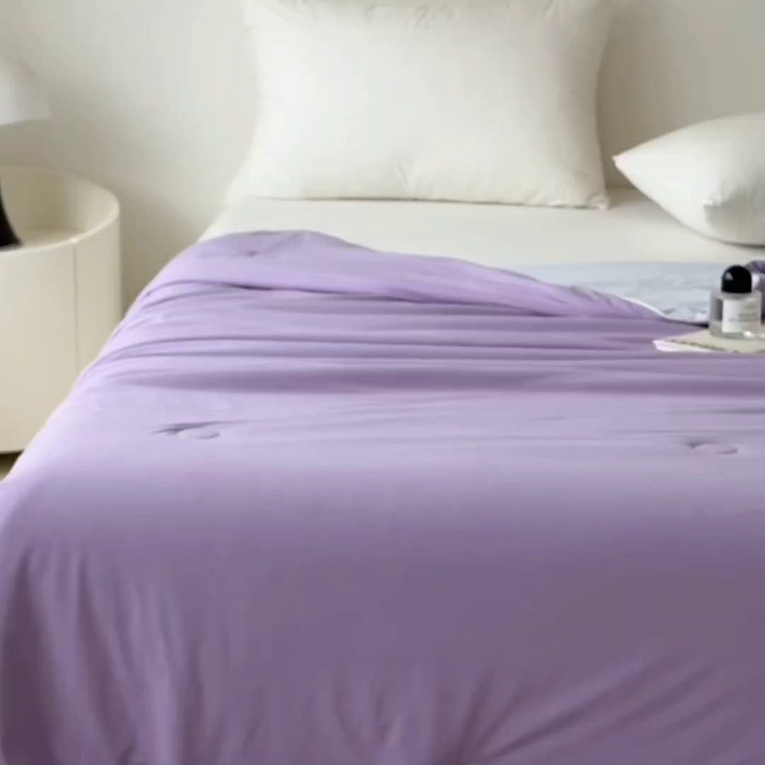 91家纺网 家纺一手货源 找家纺 朵希曼 2026新款锦氨纯色凉感夏被夏凉被空调被 风信紫-月灰