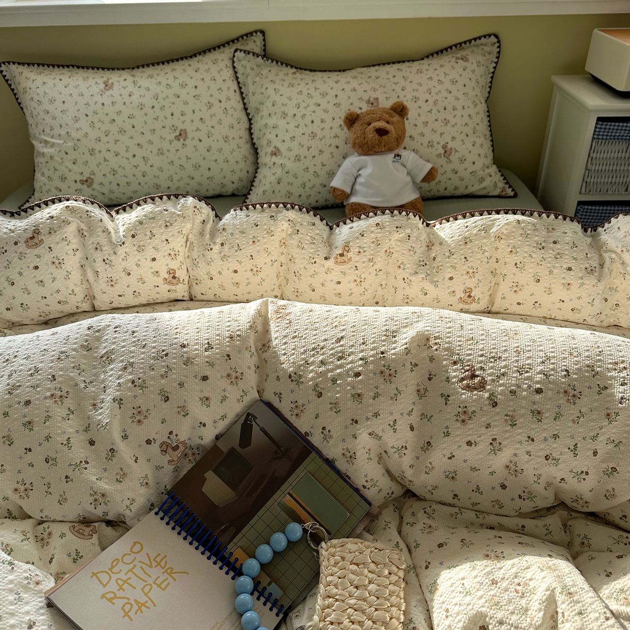 91家纺网 家纺一手货源 找家纺 （总）几禾 2026新款高品质A类110g泡芙纱甜栗贝壳边四件套