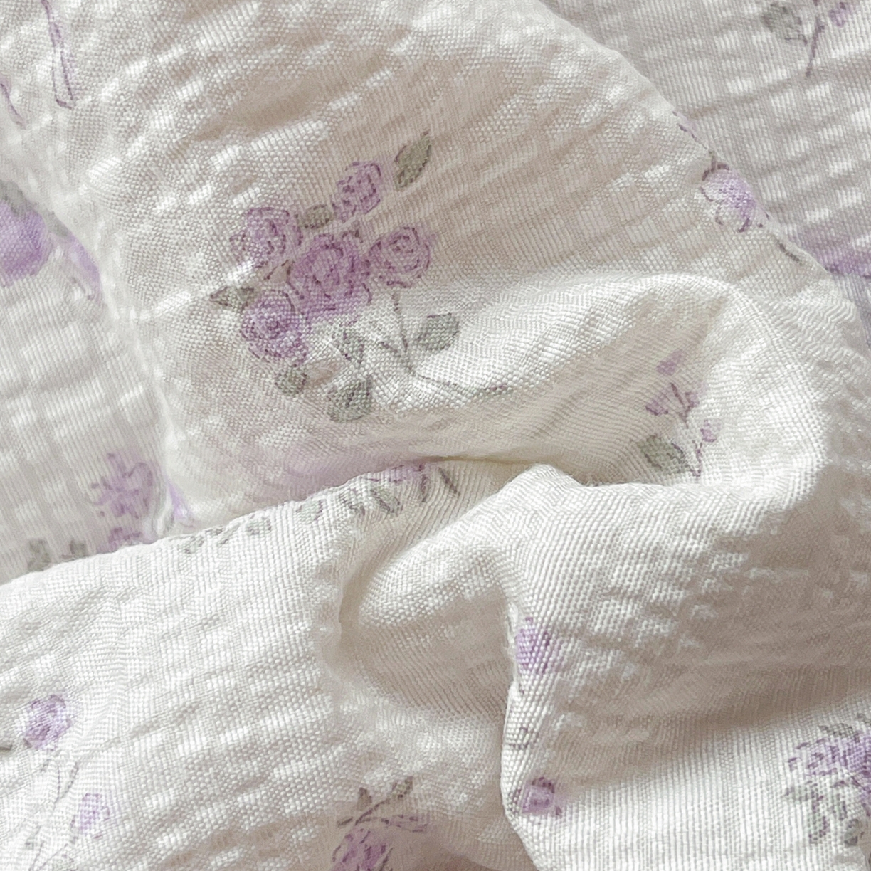 91家纺网 家纺一手货源 找家纺 一比一家纺 2026新款泡芙纱简款夏被四件套 紫色花语