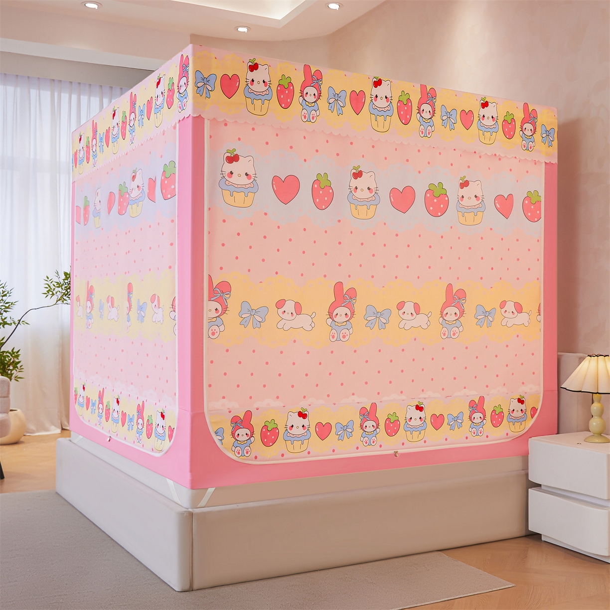 91家纺网 家纺一手货源 找家纺 （总）迪凡保罗蚊帐 2026新款2606专版卡通回底全底AB版遮光帘坐床蚊帐