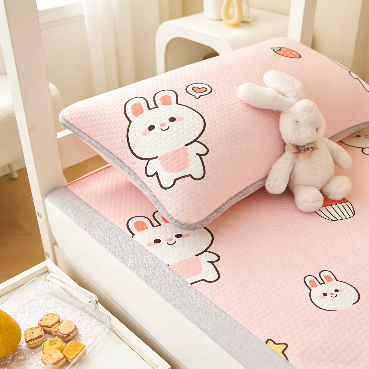 91家纺网 家纺一手货源 找家纺 奇丝雅 2026新款夏季A类卡通印花冰豆豆冰丝凉席枕套凉感家用可机洗单人学生宿舍48×74cm一只一对 巴比兔