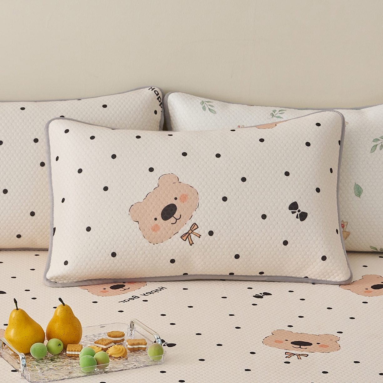 91家纺网 家纺一手货源 找家纺 奇丝雅 2026新款夏季A类卡通印花冰豆豆冰丝凉席枕套凉感家用可机洗单人学生宿舍48×74cm一只一对 抱抱熊