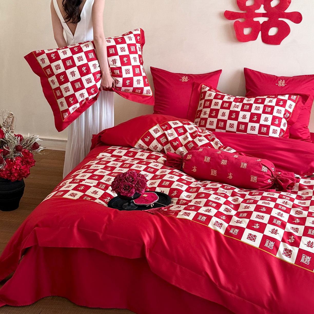 91家纺网 家纺一手货源 找家纺 （总）江涞 2026新款100S长绒棉数码印花四件套-添禧