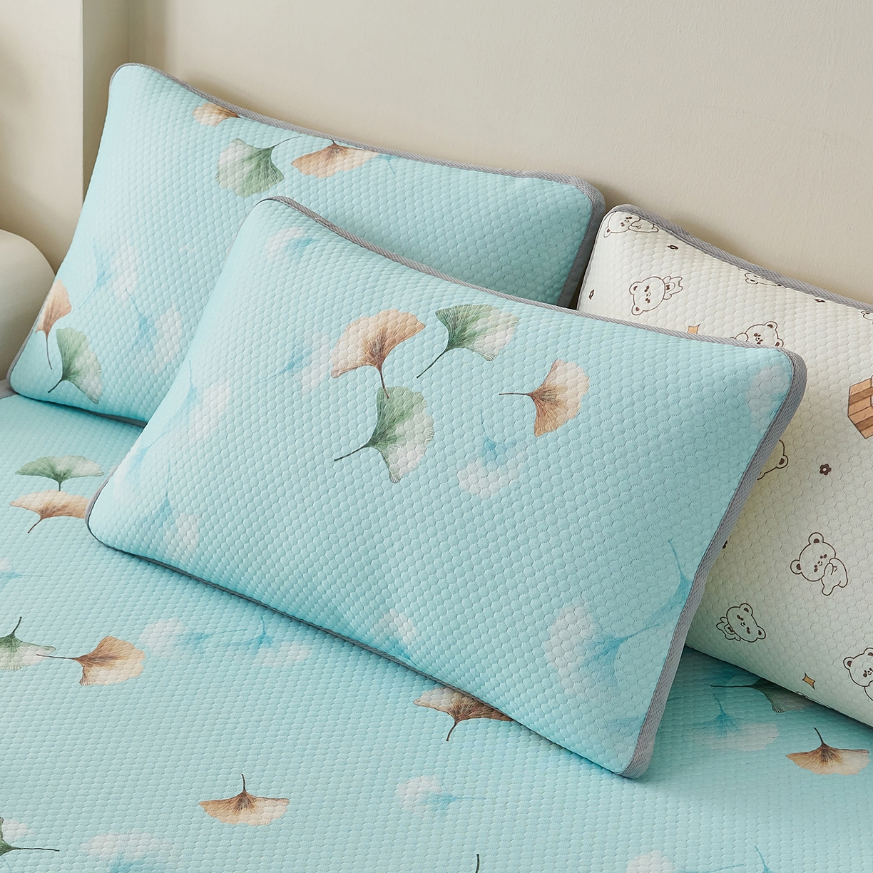 91家纺网 家纺一手货源 找家纺 奇丝雅 2026新款夏季A类卡通印花冰豆豆冰丝凉席枕套凉感家用可机洗单人学生宿舍48×74cm一只一对 叶语