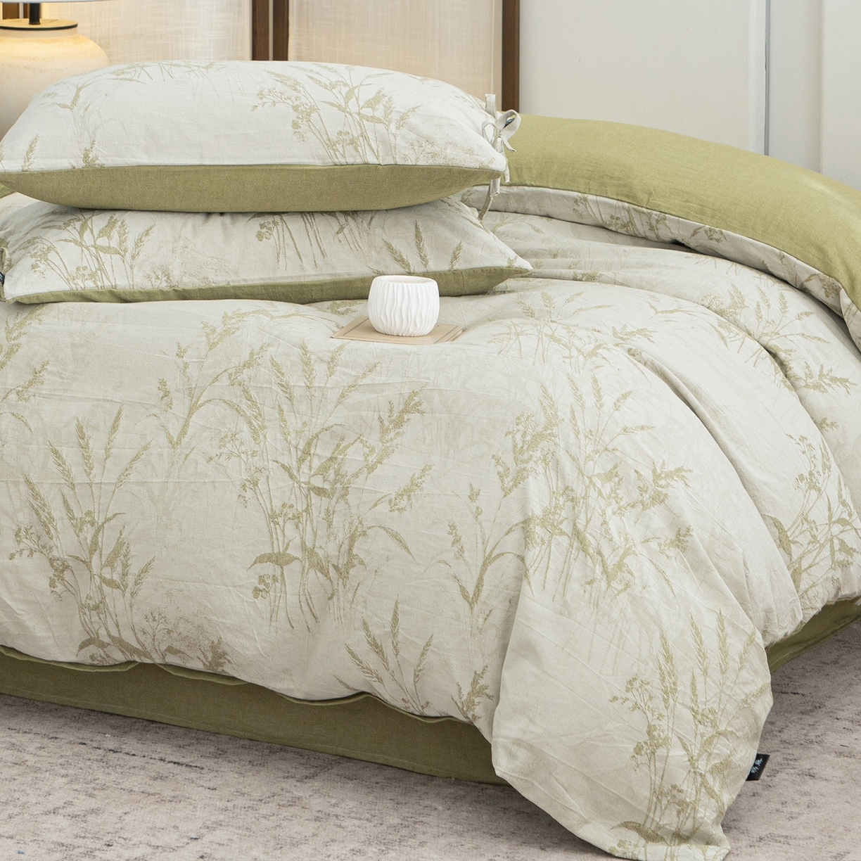 91家纺网 家纺一手货源 找家纺 （总）凌云家纺 2026新款高端春夏提花棉麻四件套-穗穗如意系列