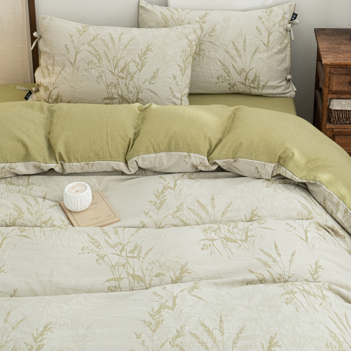 91家纺网 家纺一手货源 找家纺 （总）凌云家纺 2026新款高端春夏提花棉麻四件套-穗穗如意系列