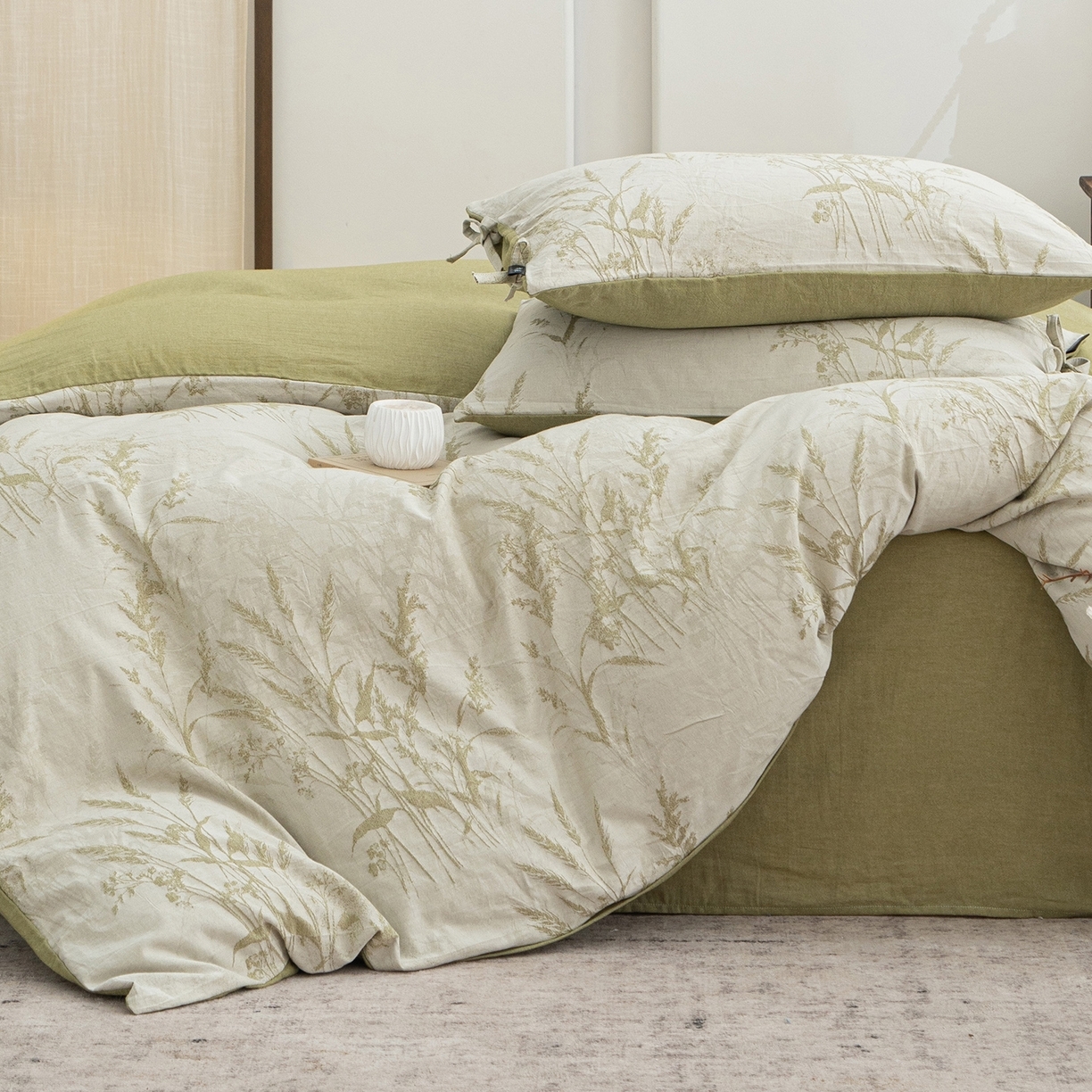 91家纺网 家纺一手货源 找家纺 （总）凌云家纺 2026新款高端春夏提花棉麻四件套-穗穗如意系列