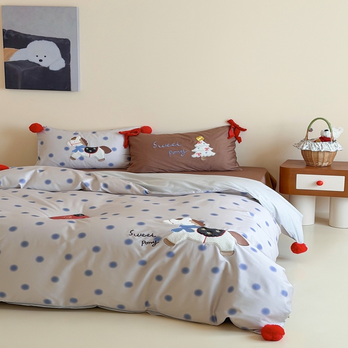 91家纺网 家纺一手货源 找家纺 桔子家纺 2026新款100s全棉快乐系列四件套 快乐小马