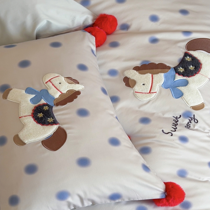 91家纺网 家纺一手货源 找家纺 桔子家纺 2026新款100s全棉快乐系列四件套 快乐小马