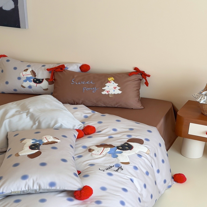 91家纺网 家纺一手货源 找家纺 桔子家纺 2026新款100s全棉快乐系列四件套 快乐小马