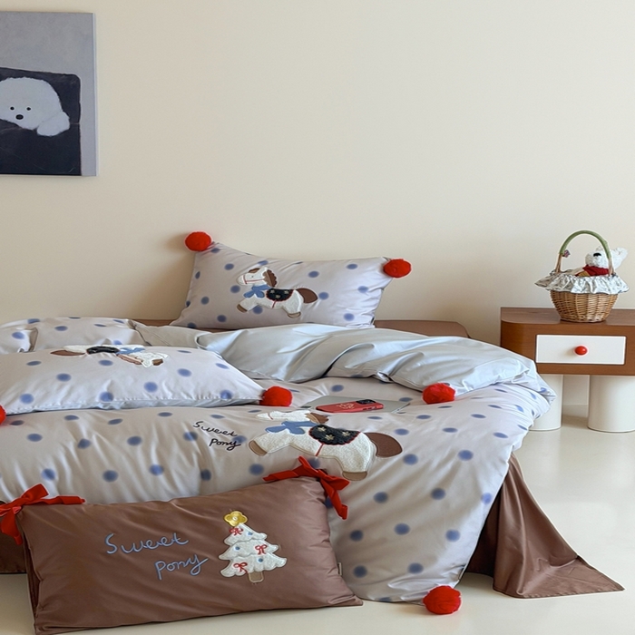 91家纺网 家纺一手货源 找家纺 桔子家纺 2026新款100s全棉快乐系列四件套 快乐小马