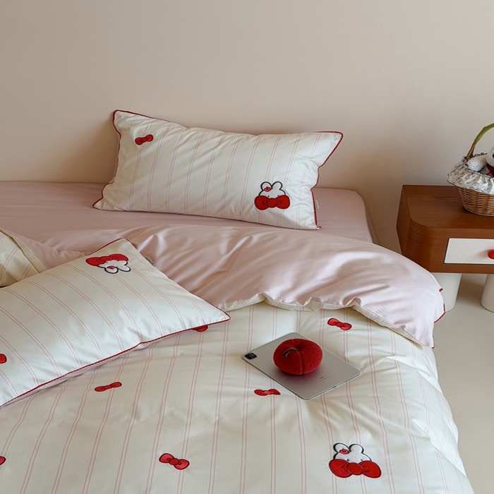 91家纺网 家纺一手货源 找家纺 桔子家纺 2026新款100s全棉快乐系列四件套 快乐小兔