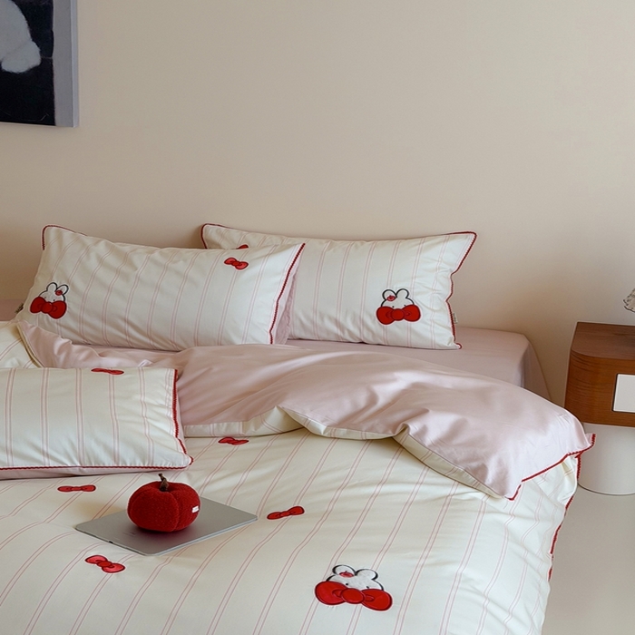 91家纺网 家纺一手货源 找家纺 桔子家纺 2026新款100s全棉快乐系列四件套 快乐小兔