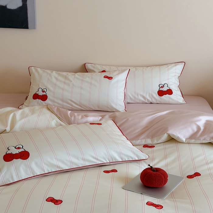 91家纺网 家纺一手货源 找家纺 桔子家纺 2026新款100s全棉快乐系列四件套 快乐小兔