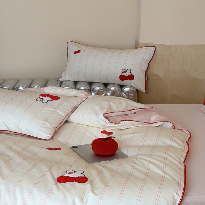 91家纺网 家纺一手货源 找家纺 桔子家纺 2026新款100s全棉快乐系列四件套 快乐小兔