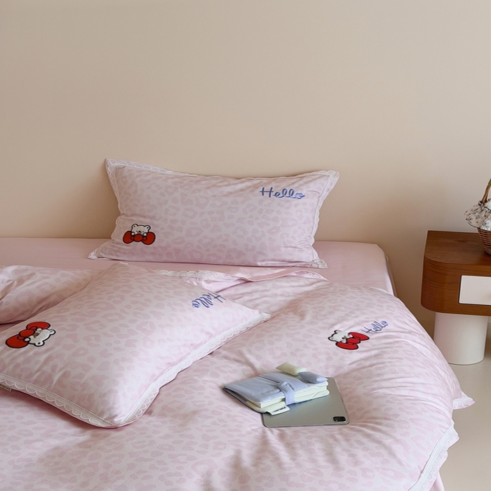 91家纺网 家纺一手货源 找家纺 桔子家纺 2026新款100s全棉快乐系列四件套 快乐小熊