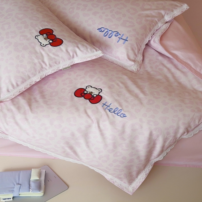 91家纺网 家纺一手货源 找家纺 桔子家纺 2026新款100s全棉快乐系列四件套 快乐小熊