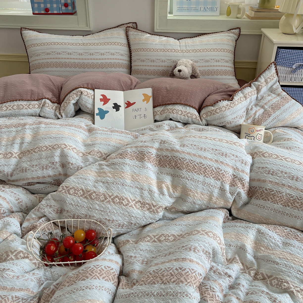 91家纺网 家纺一手货源 找家纺 （总）凯洛奇 2026春夏新款A类高品质泡芙纱贝壳边四件套