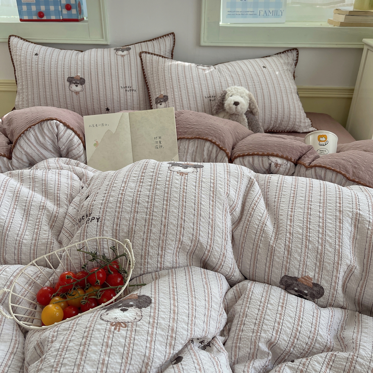 91家纺网 家纺一手货源 找家纺 （总）凯洛奇 2026春夏新款A类高品质泡芙纱贝壳边四件套