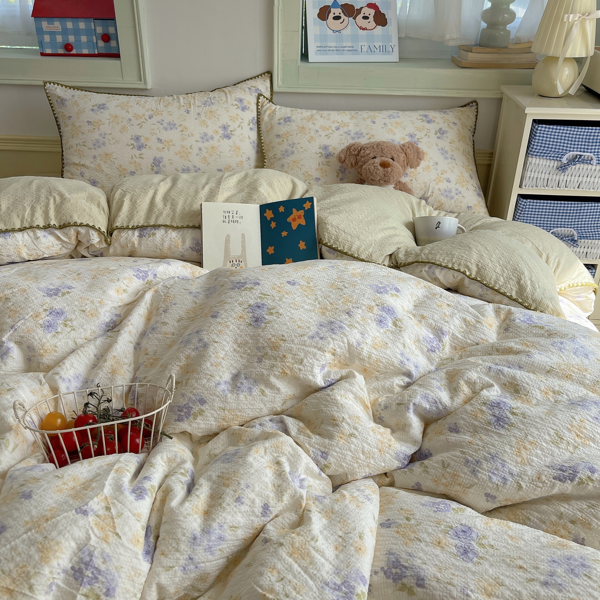 91家纺网 家纺一手货源 找家纺 （总）凯洛奇 2026春夏新款A类高品质泡芙纱贝壳边四件套