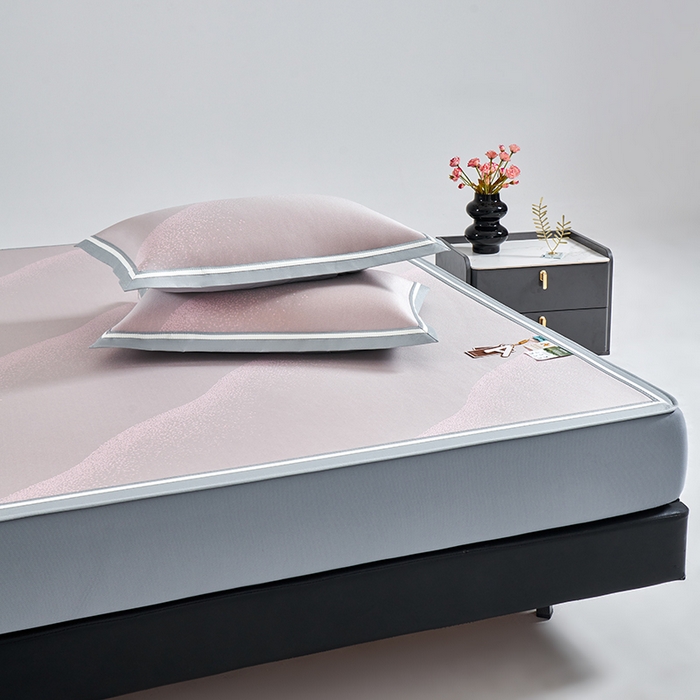 91家纺网 家纺一手货源 找家纺 小牛席业 2026新款星空凉感冰丝席席子凉席-床笠款 粉色