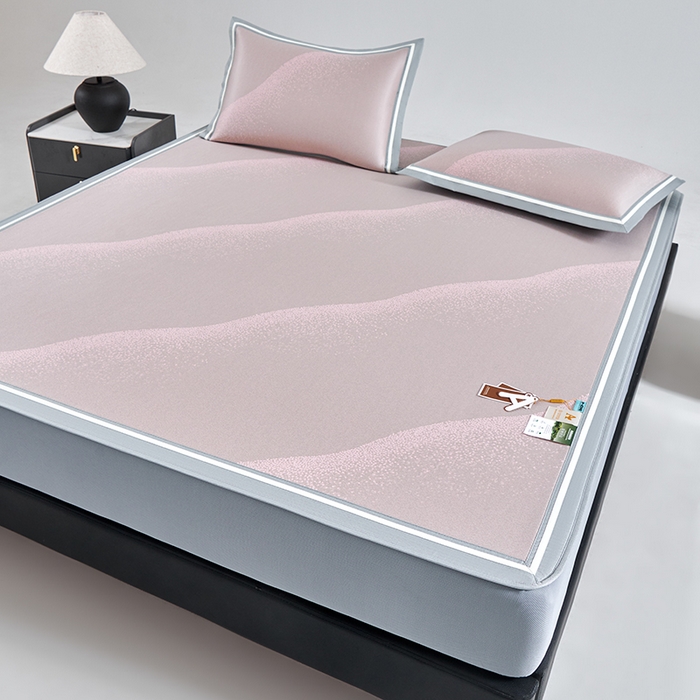 91家纺网 家纺一手货源 找家纺 小牛席业 2026新款星空凉感冰丝席席子凉席-床笠款 粉色