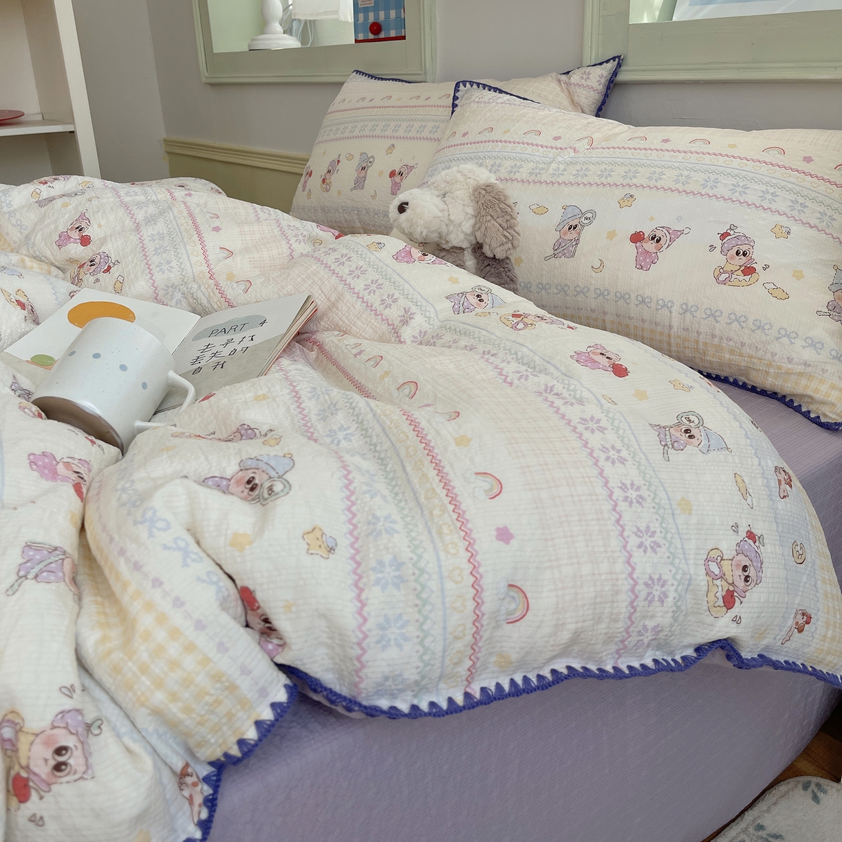 凯洛奇 2026春夏新款A类高品质泡芙纱贝壳边四件套 星梦精灵