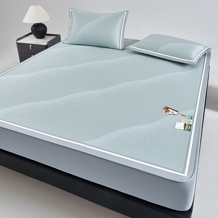 91家纺网 家纺一手货源 找家纺 小牛席业 2026新款星空凉感冰丝席席子凉席-床笠款 绿色