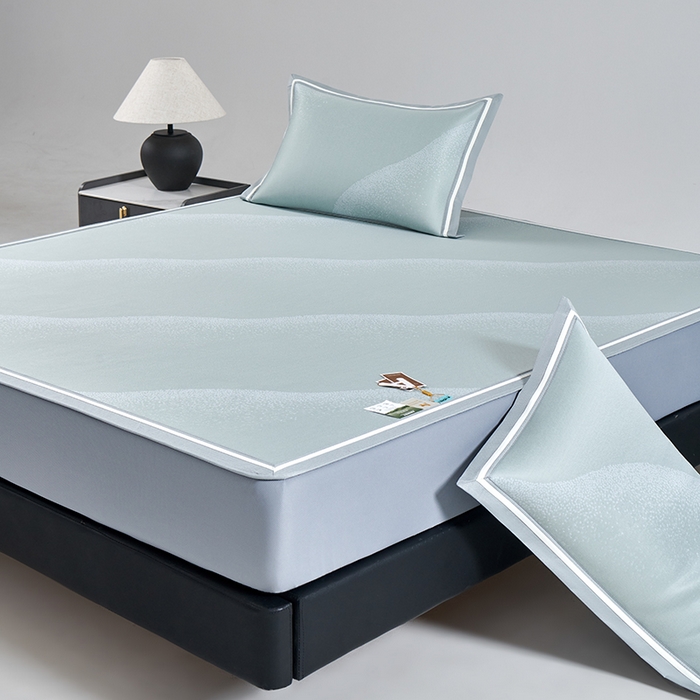 91家纺网 家纺一手货源 找家纺 小牛席业 2026新款星空凉感冰丝席席子凉席-床笠款 绿色