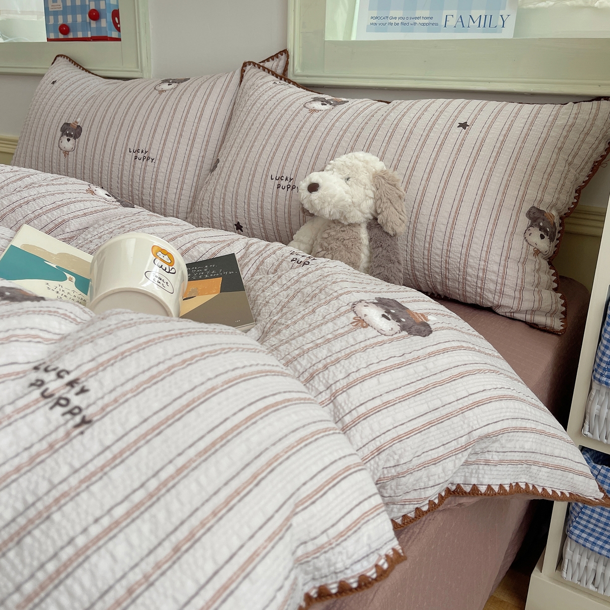 凯洛奇 2026春夏新款A类高品质泡芙纱贝壳边四件套 幸运小狗